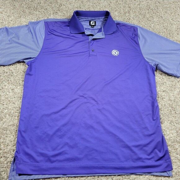 FootJoy Golf Shirt Mens XL Polo Purple Stripe Short Sleeve Logo Performance Read - Picture 1 of 9